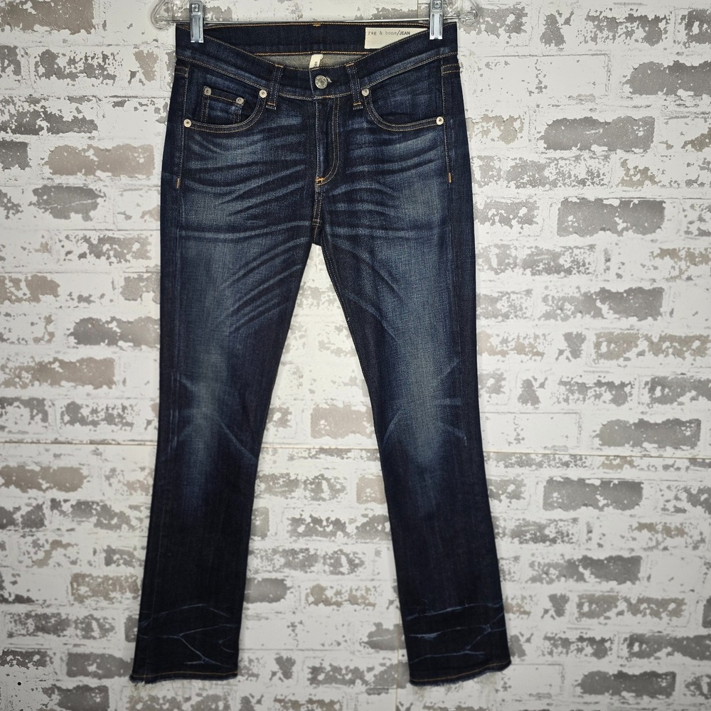 Rag & Bone Jeans‎ Women 25 Low Rise Crop Straight Frayed Santiago Wash 28" Waist
